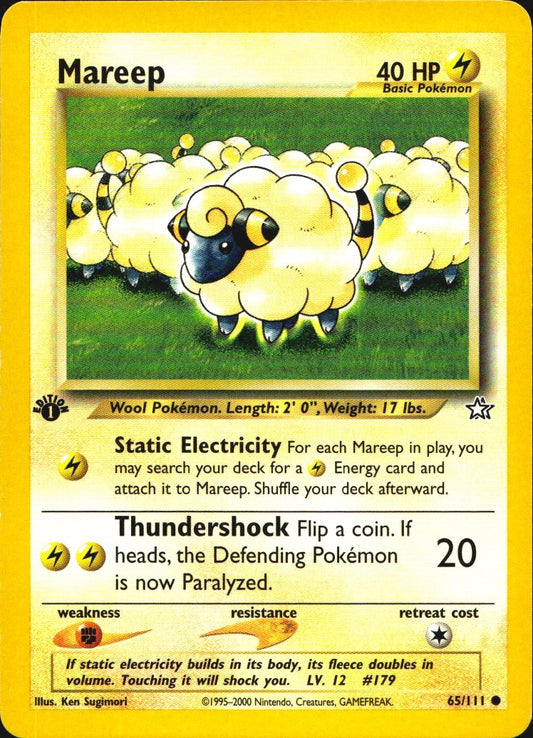 Mareep 65/111 Common Neo Genesis Pokemon 1st Edition Near Mint