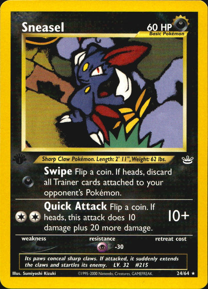 Sneasel 24/64 Neo Revelation Rare Pokemon 1st Edition Near Mint