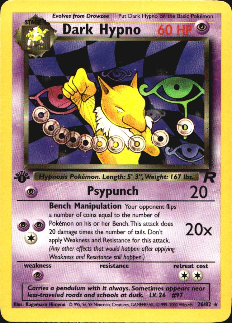 Dark Hypno 26/82 Team Rocket Rare Pokemon 1st Edition Near Mint