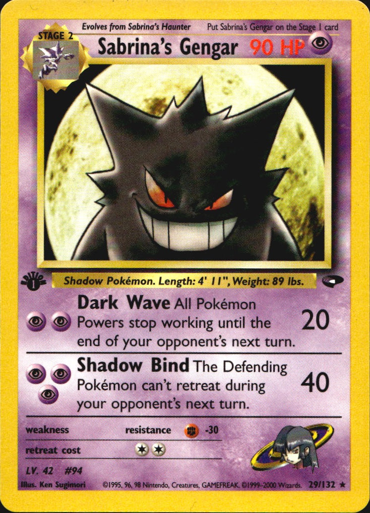 Sabrina's Gengar 29/132 Rare Gym Challenge Pokemon 1st Edition Near Mint