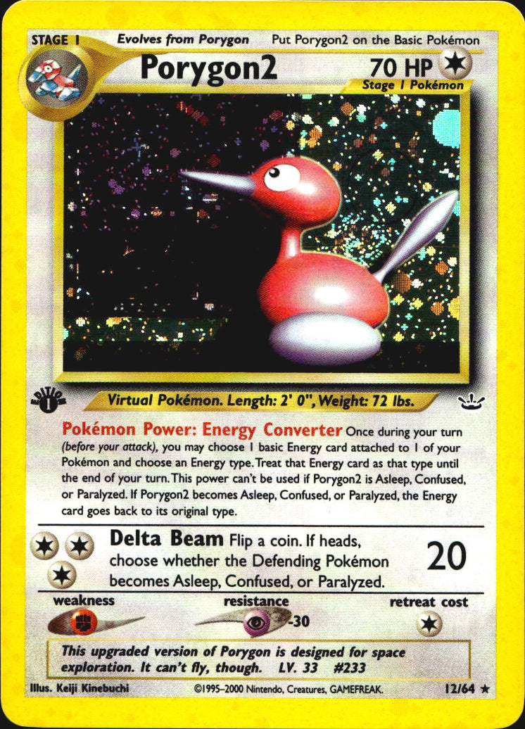 Porygon2 12/64 Rare Neo Revelation Pokemon 1st Edition Holo Lightly Played