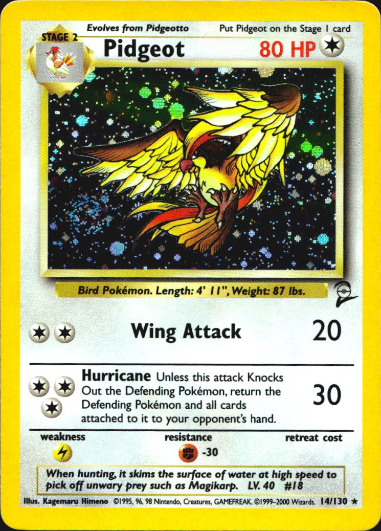 Pidgeot 14/130 Holo Rare Base Set 2 Pokemon Near Mint