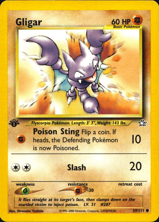 Gligar 59/111 Common Neo Genesis Pokemon 1st Edition Near Mint