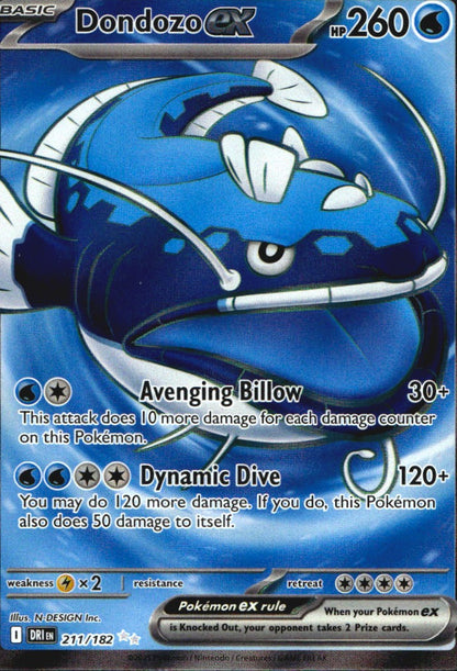 Dondozo ex 211/182 Destined Rivals Ultra Rare Pokemon Holo Near Mint