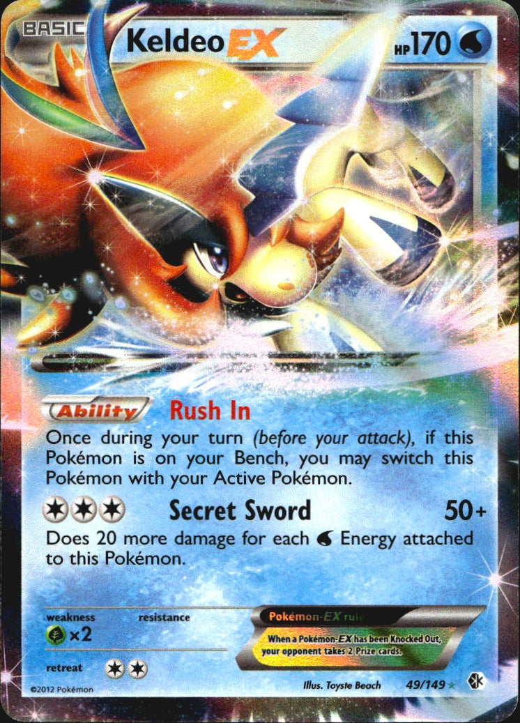 Keldeo EX 49/149 Boundaries Crossed Holo EX Rare Pokemon Lightly Played