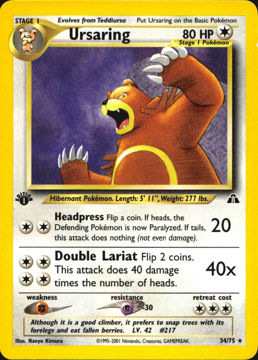 Ursaring 34/75 Neo Discovery Rare Pokemon 1st Edition Near Mint