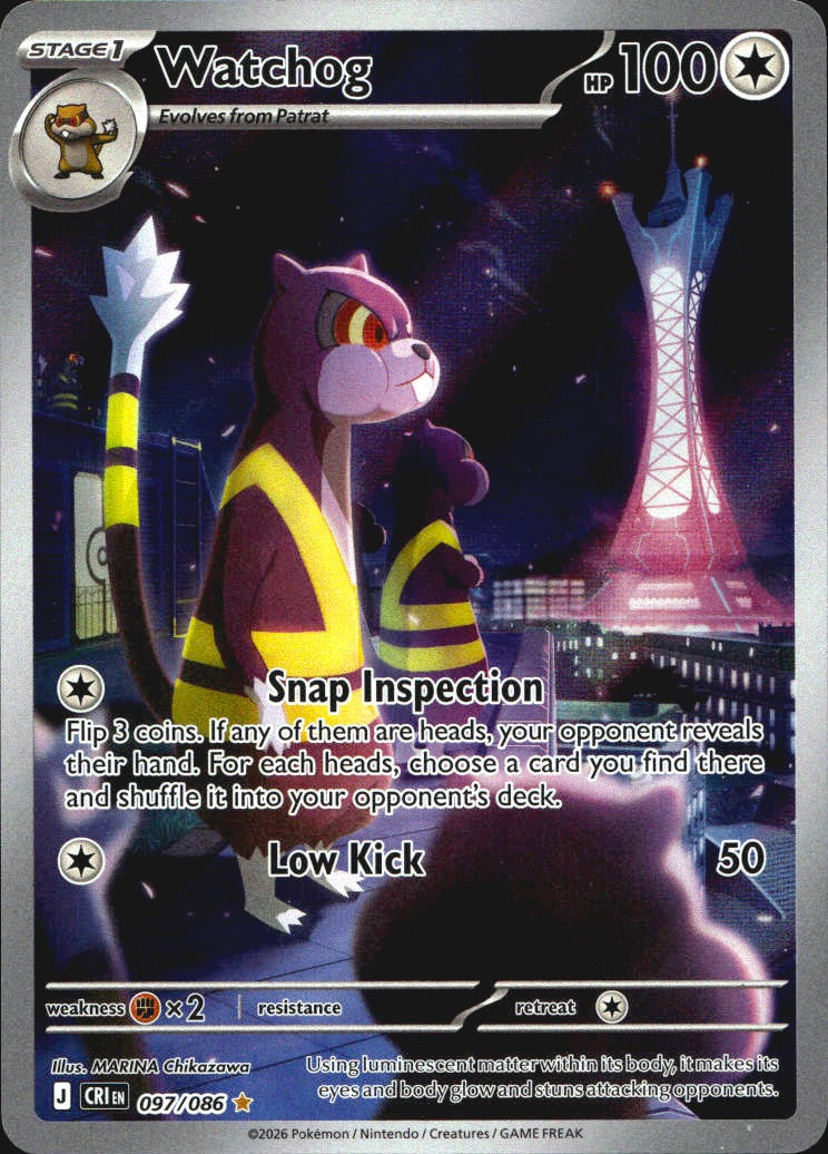 Watchog 097/086 Holo Illustration Rare Chaos Rising Pokemon Near Mint