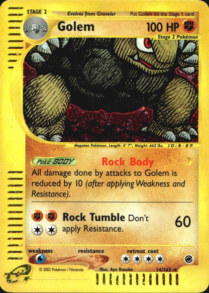 Golem 14/165 Holo Rare Expedition Base Set Pokemon Lightly Played