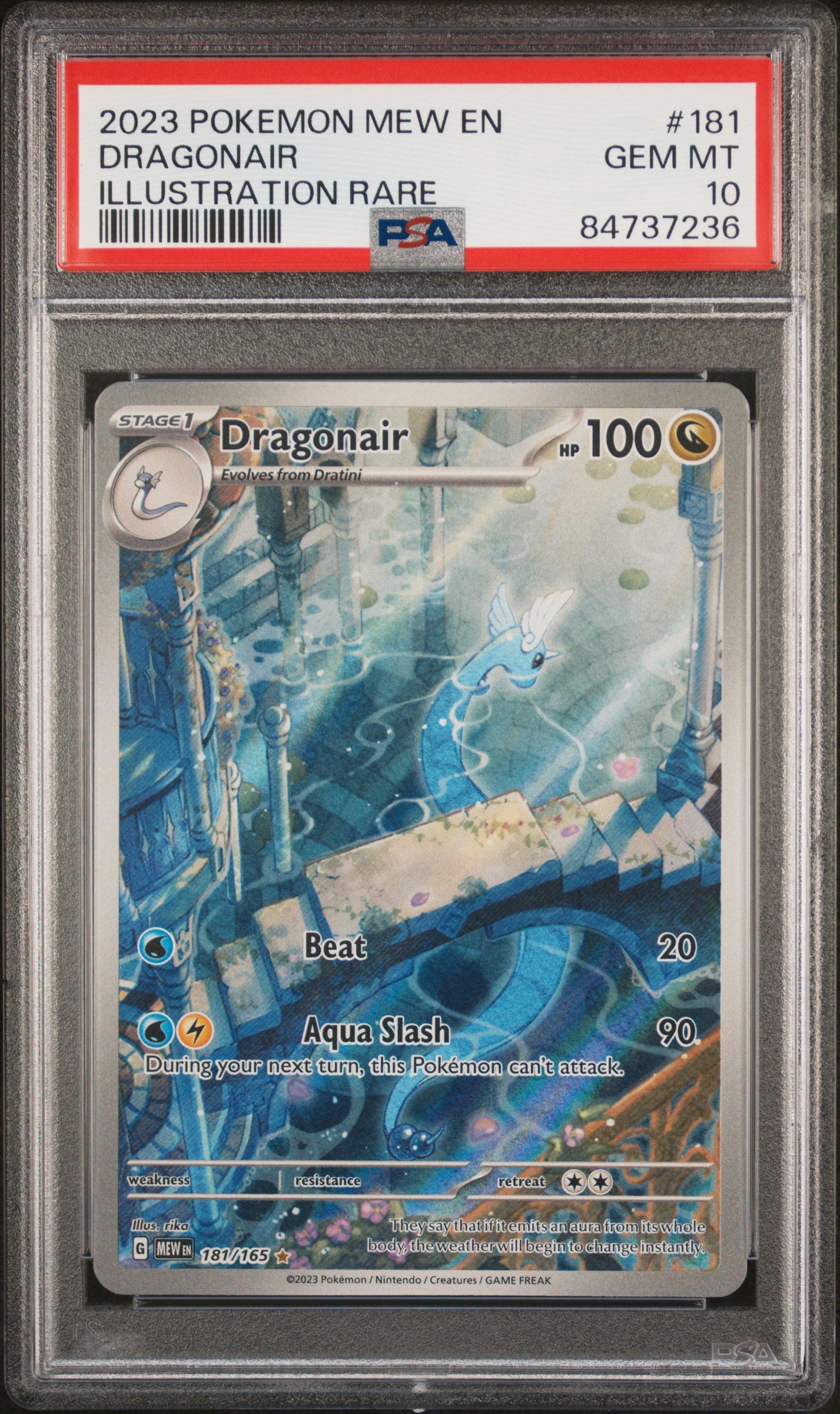 Dragonair 181/165 Illustration Rare 151 Pokemon PSA 10