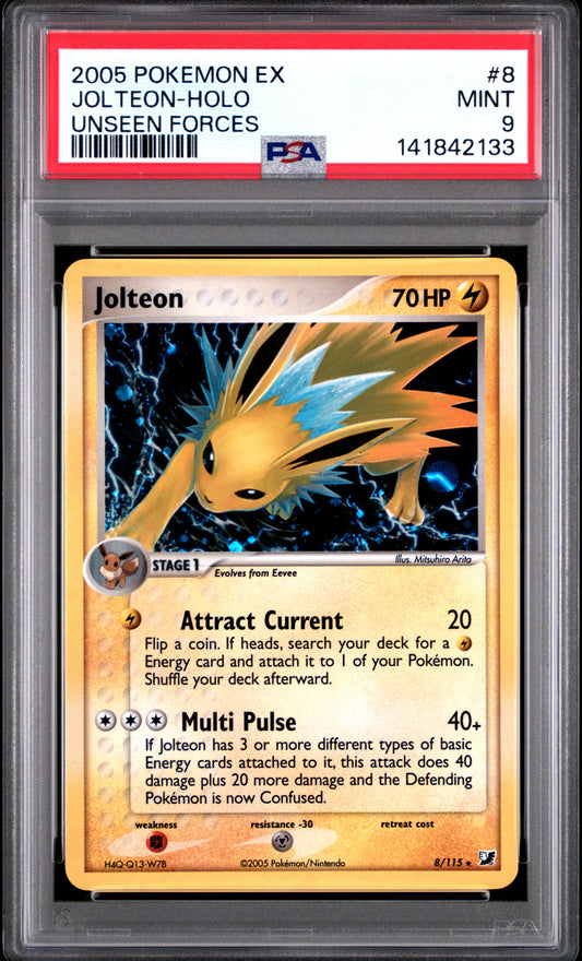 Jolteon Holo 8/115 Unseen Forces Pokemon PSA 9