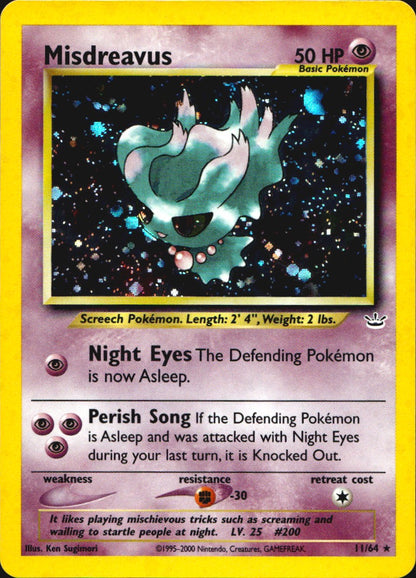 Misdreavus 11/64 Rare Neo Revelation Pokemon Unlimited Holo Near Mint