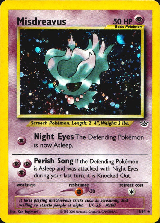 Misdreavus 11/64 Rare Neo Revelation Pokemon Unlimited Holo Near Mint