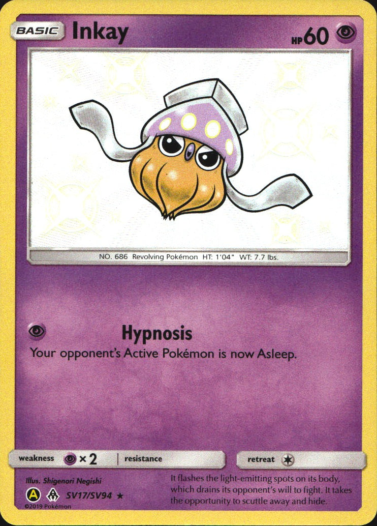 Inkay SV17/SV94 Shiny Rare Hidden Fates Shiny Vault Pokemon Near Mint