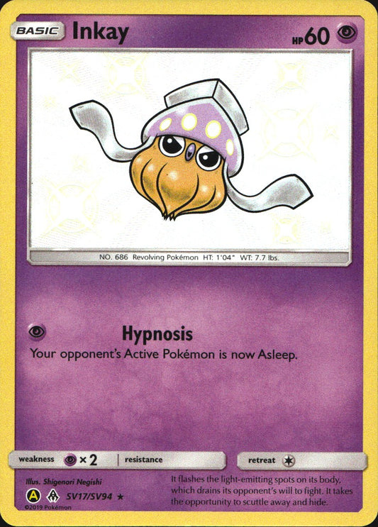 Inkay SV17/SV94 Shiny Rare Hidden Fates Shiny Vault Pokemon Near Mint