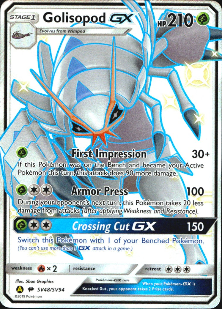 Golisopod GX SV48/SV94 Hidden Fates Shiny Vault Shiny GX Rare Pokemon Holo NM