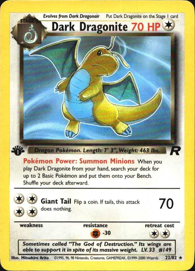 Dark Dragonite 22/82 Team Rocket Rare Pokemon 1st Edition Near Mint