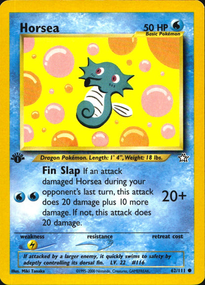 Horsea 62/111 Common Neo Genesis Pokemon 1st Edition Near Mint