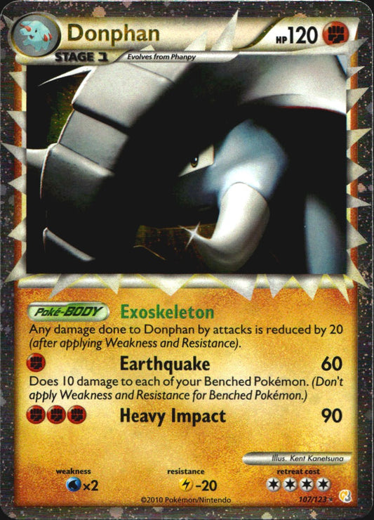 Donphan 107/123 HeartGold & SoulSilver Prime Rare Pokemon Holo Lightly Played