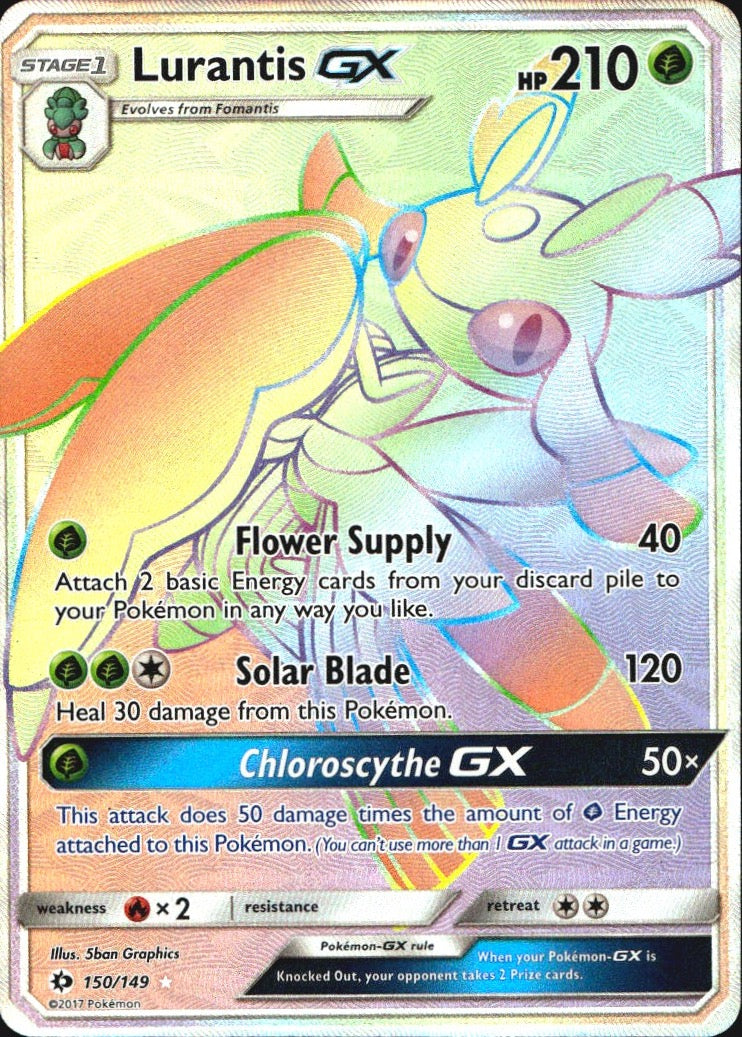 Lurantis GX (Secret) 150/149 SM Base Set Holo Secret Rare Pokemon Near Mint