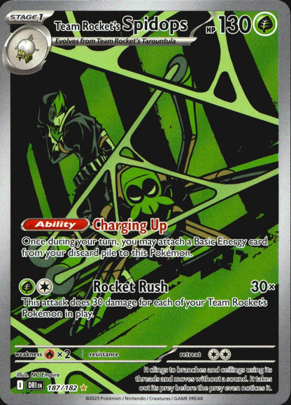 Team Rocket's Spidops 187/182 Destined Rivals Illustration Rare Pokemon Holo NM