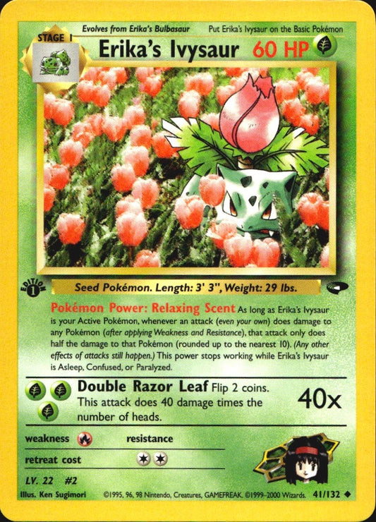 Erika's Ivysaur 41/132 Gym Challenge Uncommon Pokemon 1st Edition Near Mint