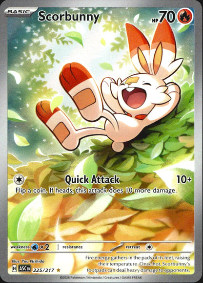 Scorbunny 225/217 Illustration Rare Ascended Heroes Pokemon Near Mint