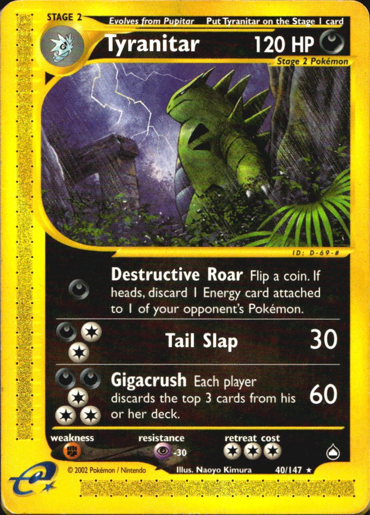 Tyranitar 40 Rare Aquapolis Pokemon Moderately Played