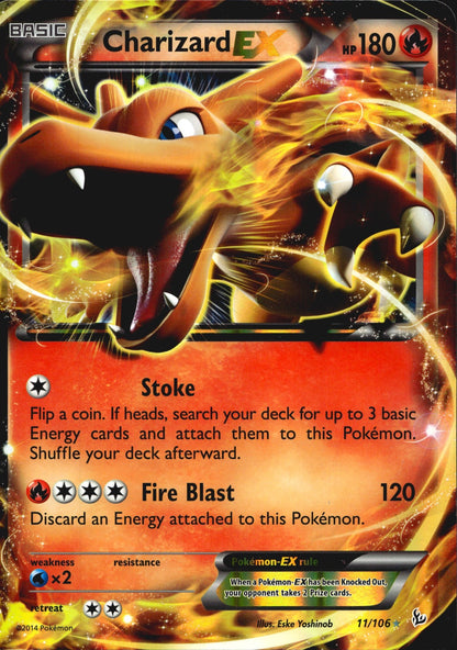 Charizard EX 11/106 JUMBO EX Rare Flashfire Pokemon Lightly Played