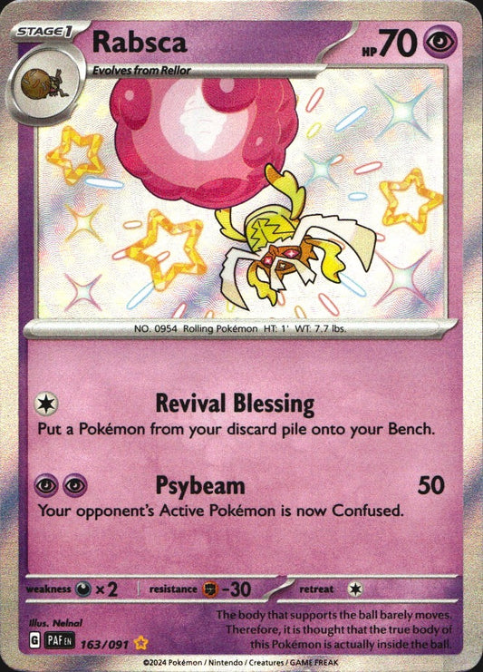 Rabsca 163/091 Shiny Rare Paldean Fates Pokemon Near Mint