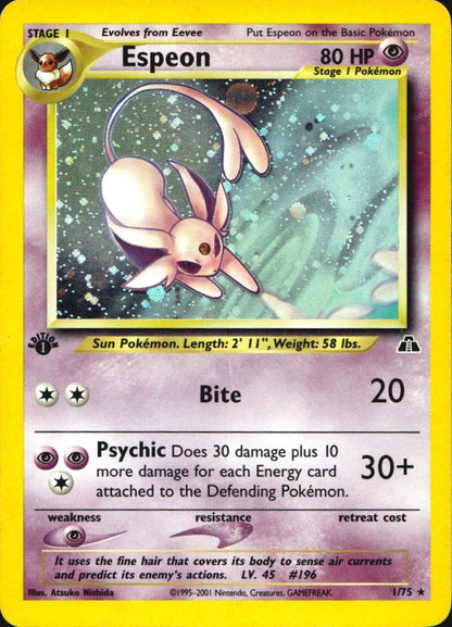 Espeon 1/75 Neo Discovery Rare Pokemon 1st Edition Holo Lightly Played