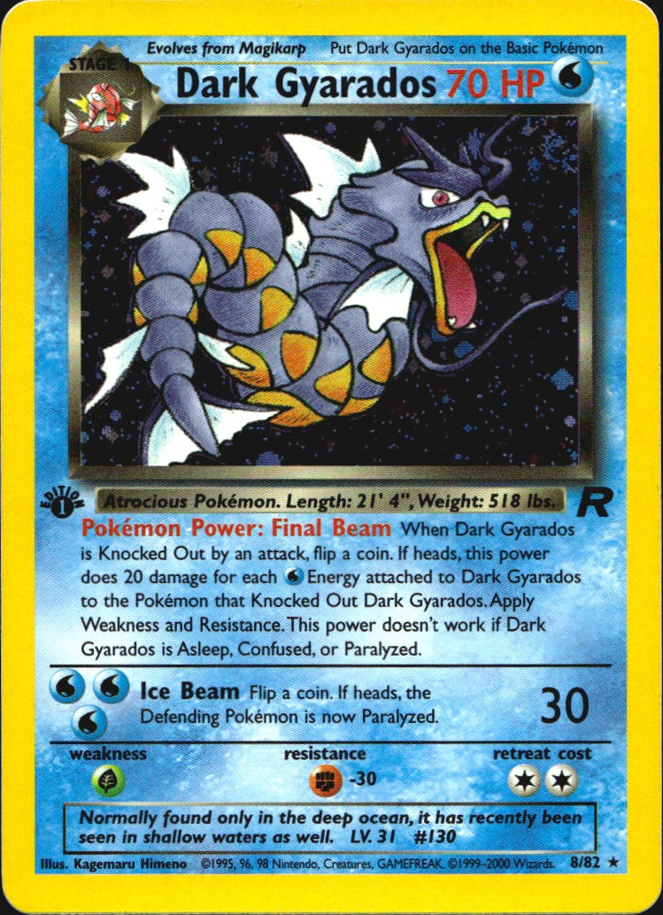 Dark Gyarados 8/82 Rare Team Rocket Pokemon 1st Edition Holo Near Mint