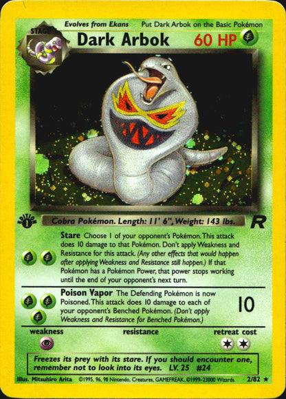 Dark Arbok 2/82 Rare Team Rocket Pokemon 1st Edition Holo Near Mint