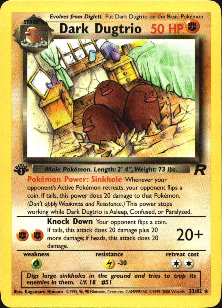 Dark Dugtrio 23/82 Team Rocket Rare Pokemon 1st Edition Near Mint