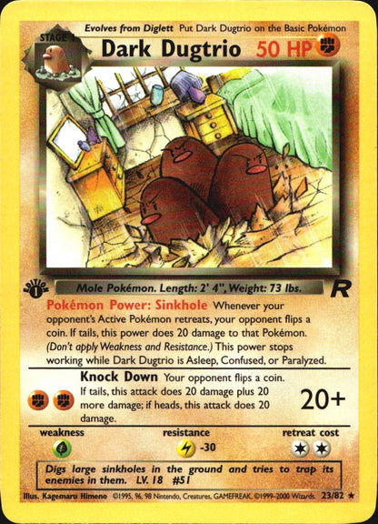 Dark Dugtrio 23/82 Team Rocket Rare Pokemon 1st Edition Near Mint