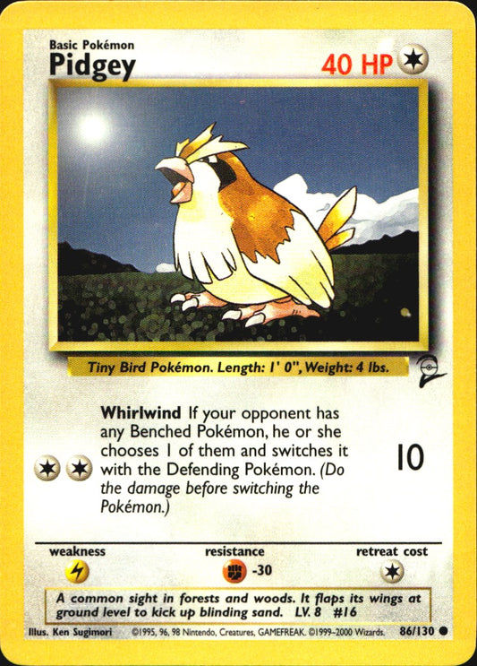 Pidgey 86/130 Base Set 2 Common Pokemon Near Mint