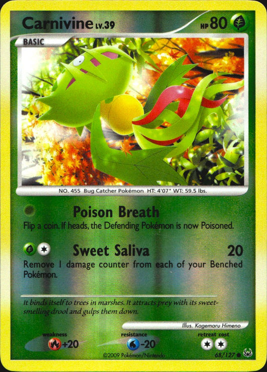 Carnivine 68/127 Platinum Common Pokemon Reverse Holo Near Mint