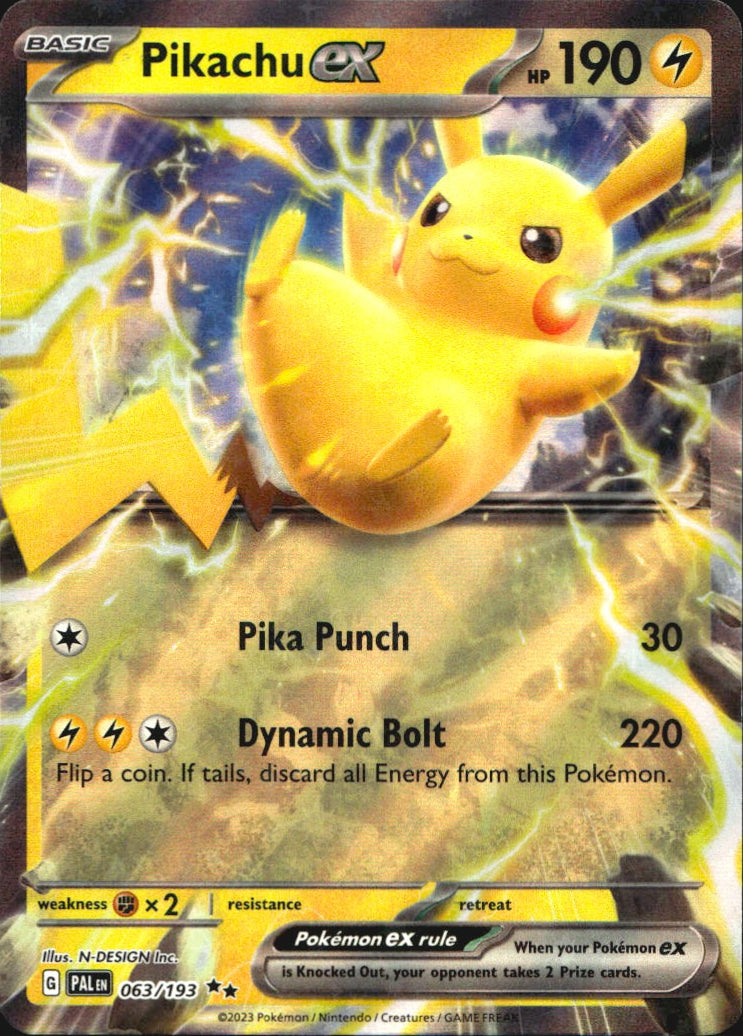 Pikachu ex 063/193 Paldea Evolved Double Rare Pokemon Holo Near Mint