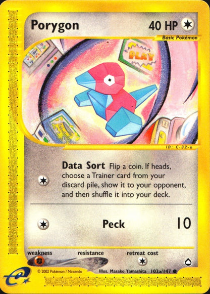 Porygon (103a) 103a/147 Common Aquapolis Pokemon Near Mint
