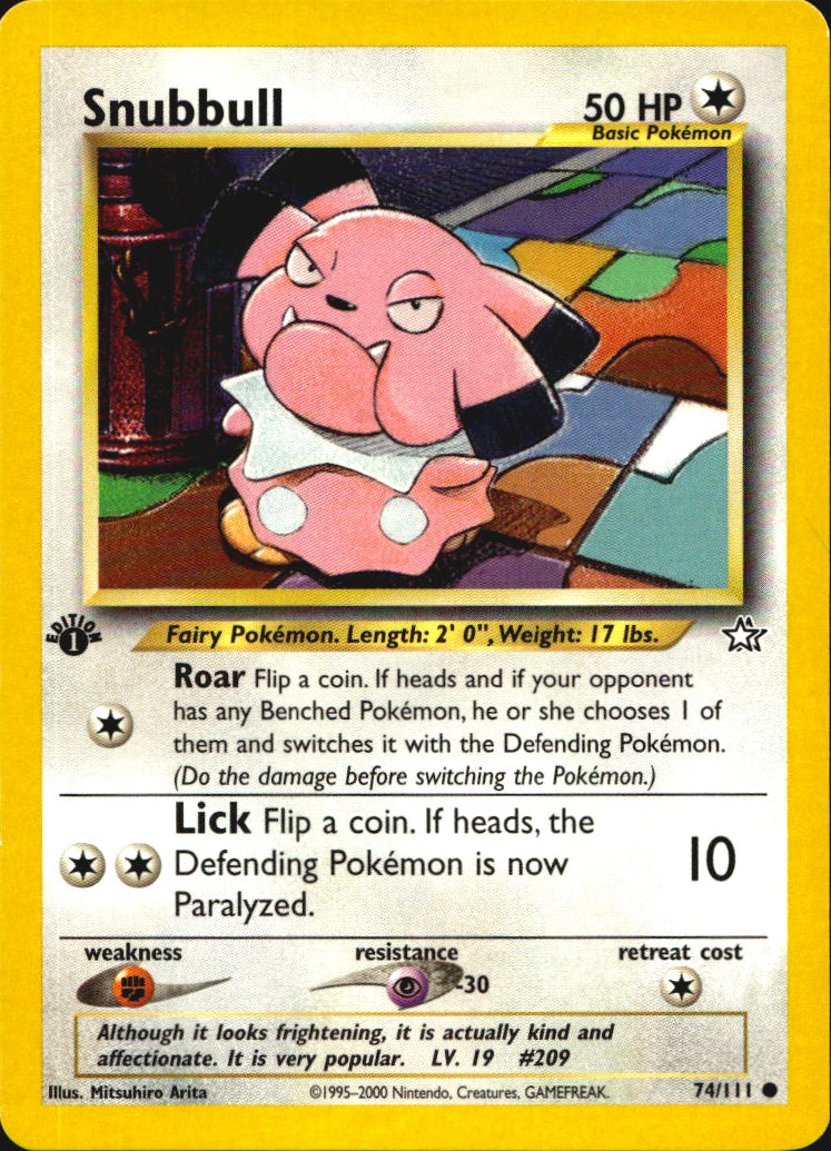 Snubbull 74/111 Common Neo Genesis Pokemon 1st Edition Near Mint