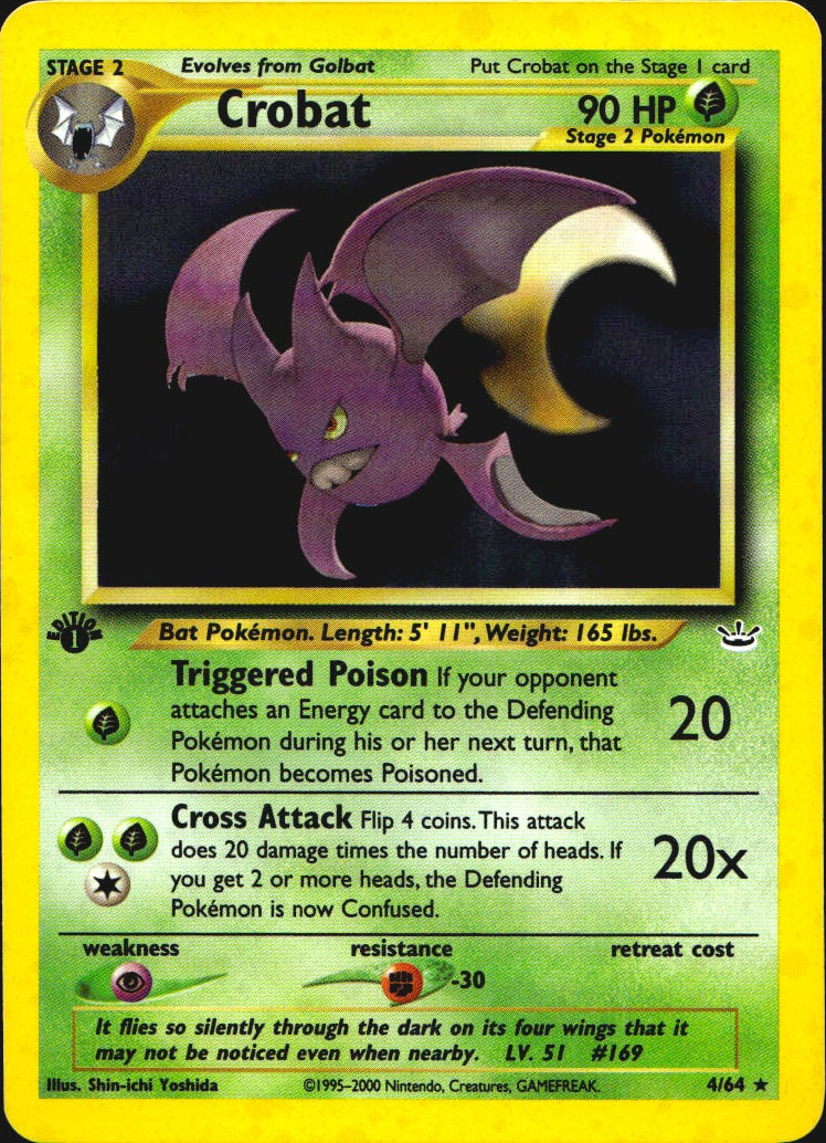 Crobat 4/64 Rare Neo Revelation Pokemon 1st Edition Holo Near Mint