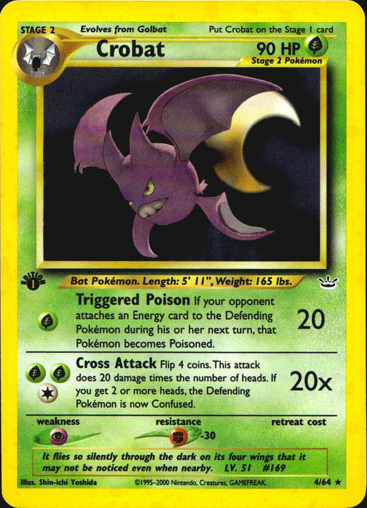 Crobat 4/64 Rare Neo Revelation Pokemon 1st Edition Holo Near Mint