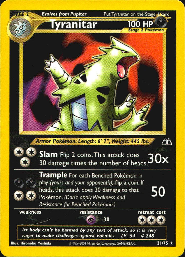 Tyranitar 31/75 Neo Discovery Rare Pokemon 1st Edition Lightly Played
