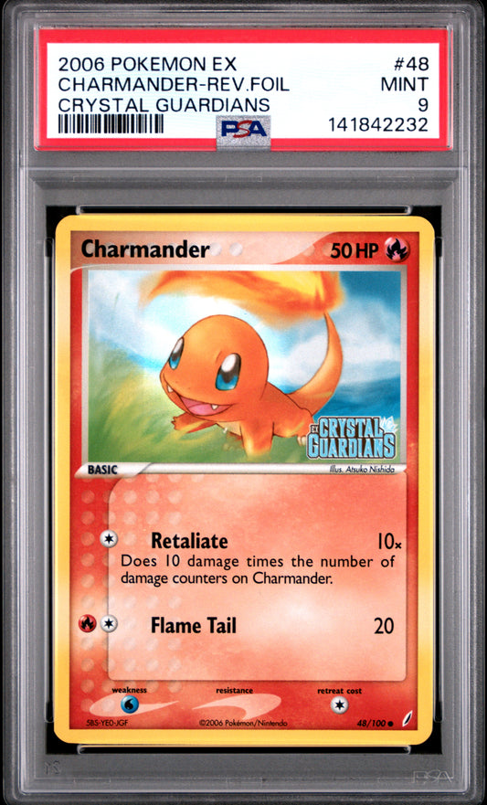 Charmander Reverse Holo 48/100 Crystal Guardians Pokemon PSA 9