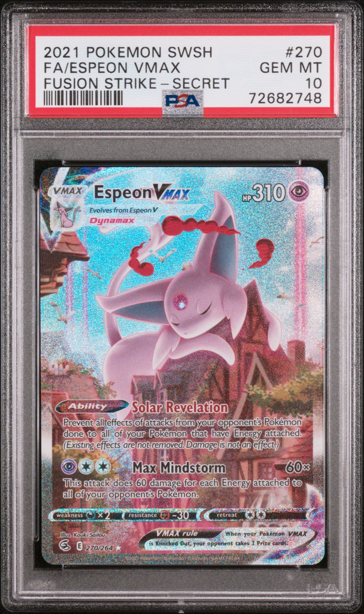 Espeon Vmax 270/264 Secret Fusion Strike Pokemon PSA 10