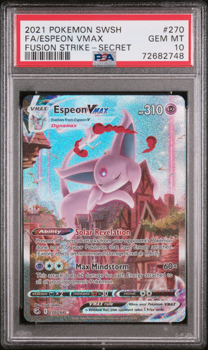 Espeon Vmax 270/264 Secret Fusion Strike Pokemon PSA 10