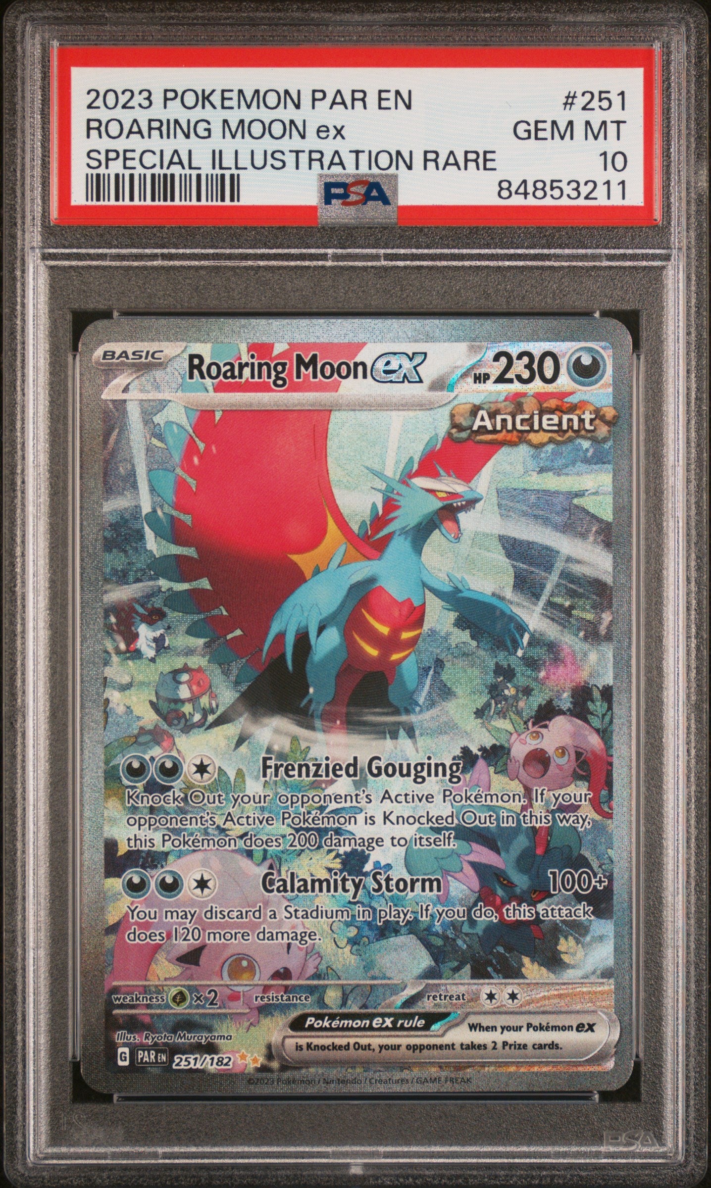 Roaring Moon EX 251/182 Special Illustration Rare Pokemon PSA 10