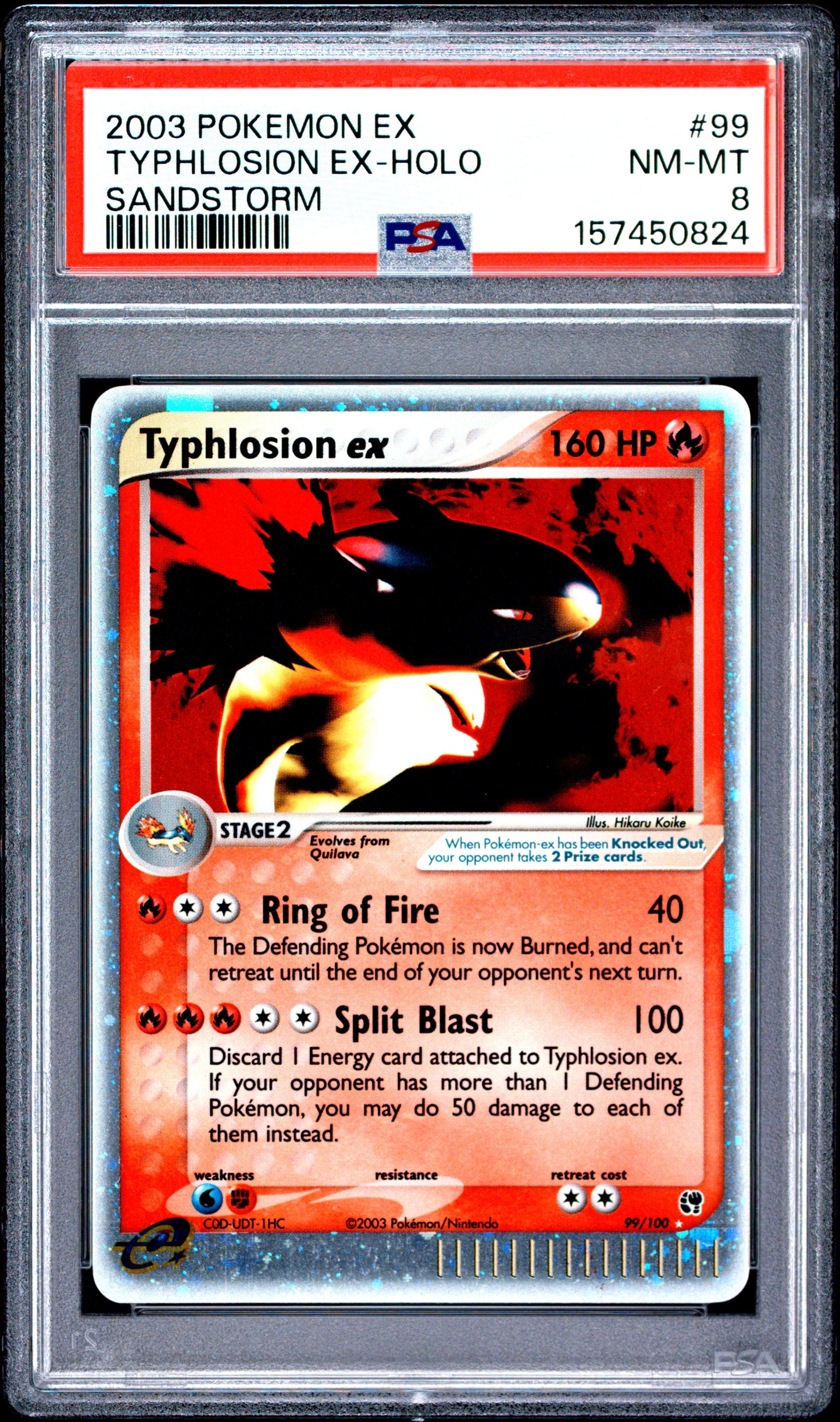 Typhlosion EX Holo 99/100 Sandstorm Pokemon PSA 8