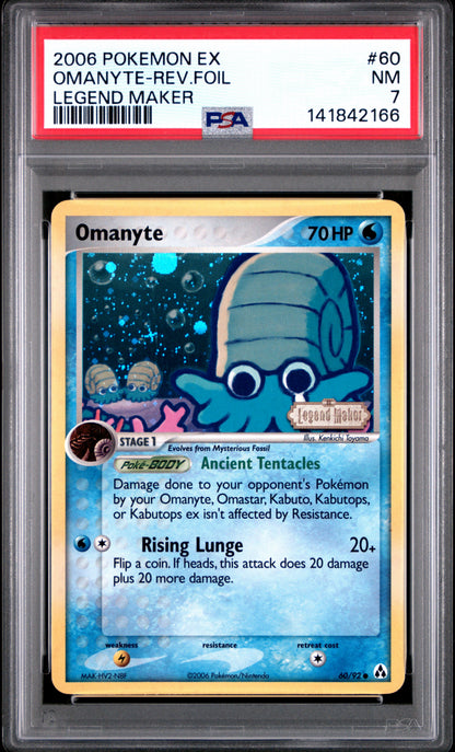 Omanyte Reverse Holo 60/92 Legend Maker Pokemon PSA 7
