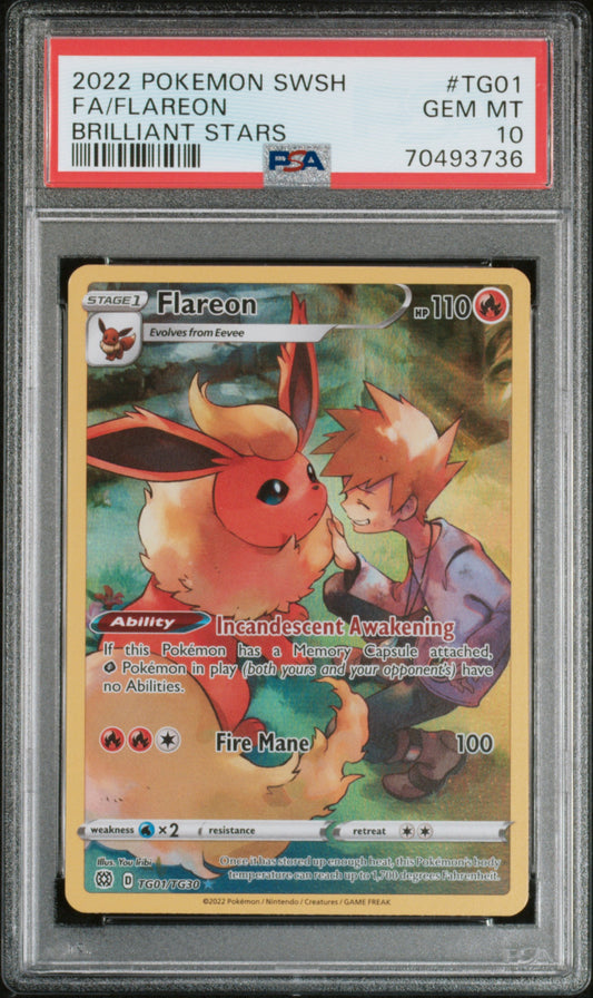 Flareon TG01 Brilliant Stars Pokemon PSA 10
