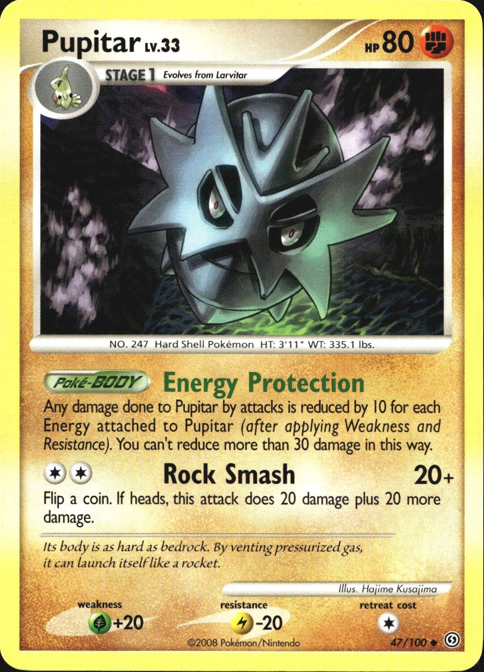 Pupitar 47/100 Uncommon Stormfront Pokemon Near Mint